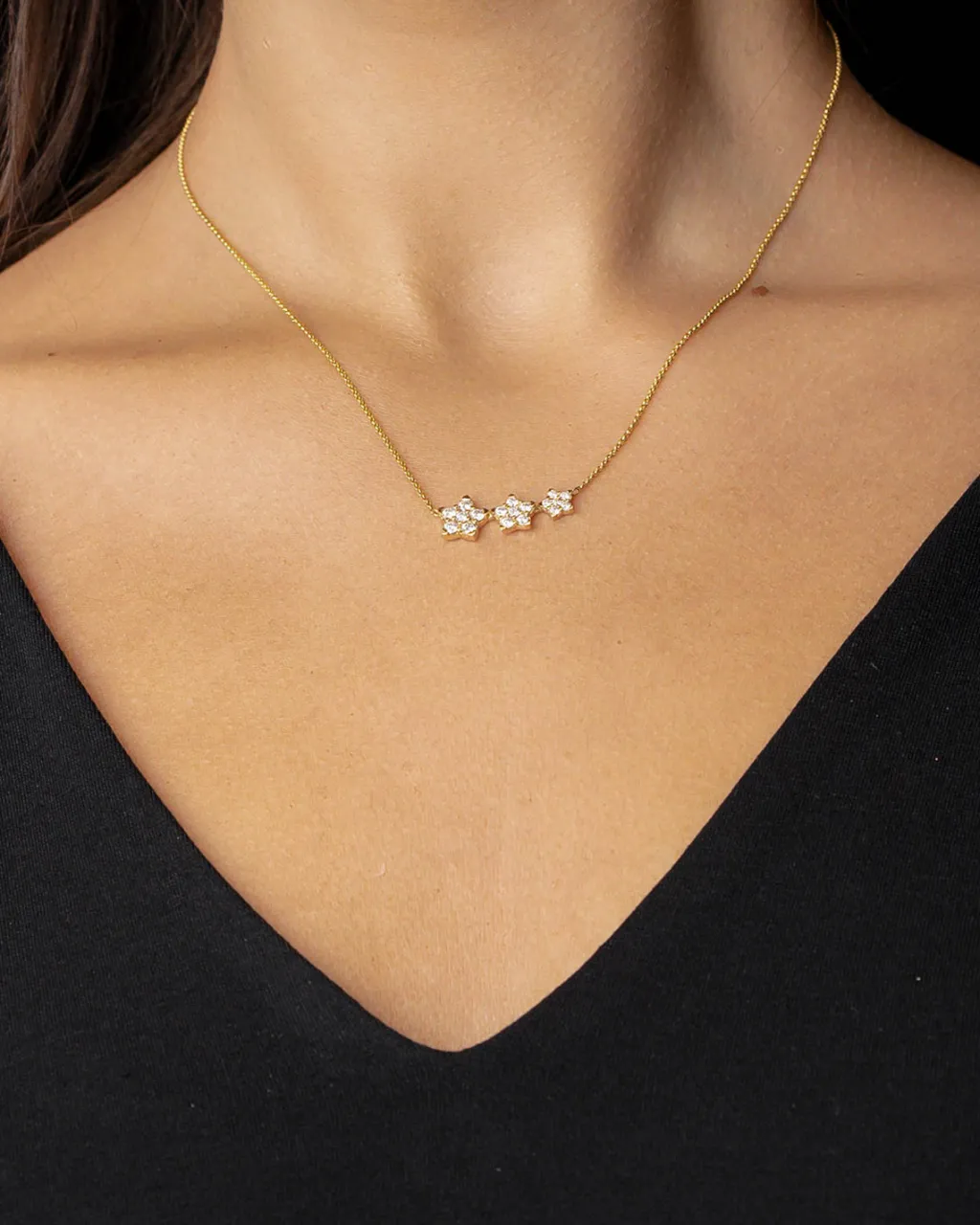 Discount Halssmykke i gult gull stjerner 0,51 ct Halssmykker