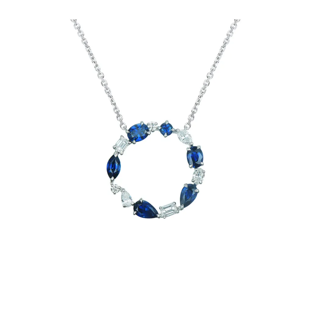 Sale Halssmykke med safirer og diamanter 0,40 ct Halssmykker