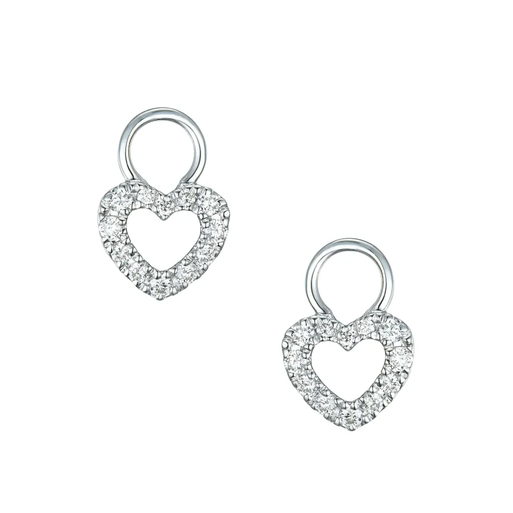 Discount Hjerteformede Joy charms i hvitt gull med diamanter 0,20 ct Ørepynt