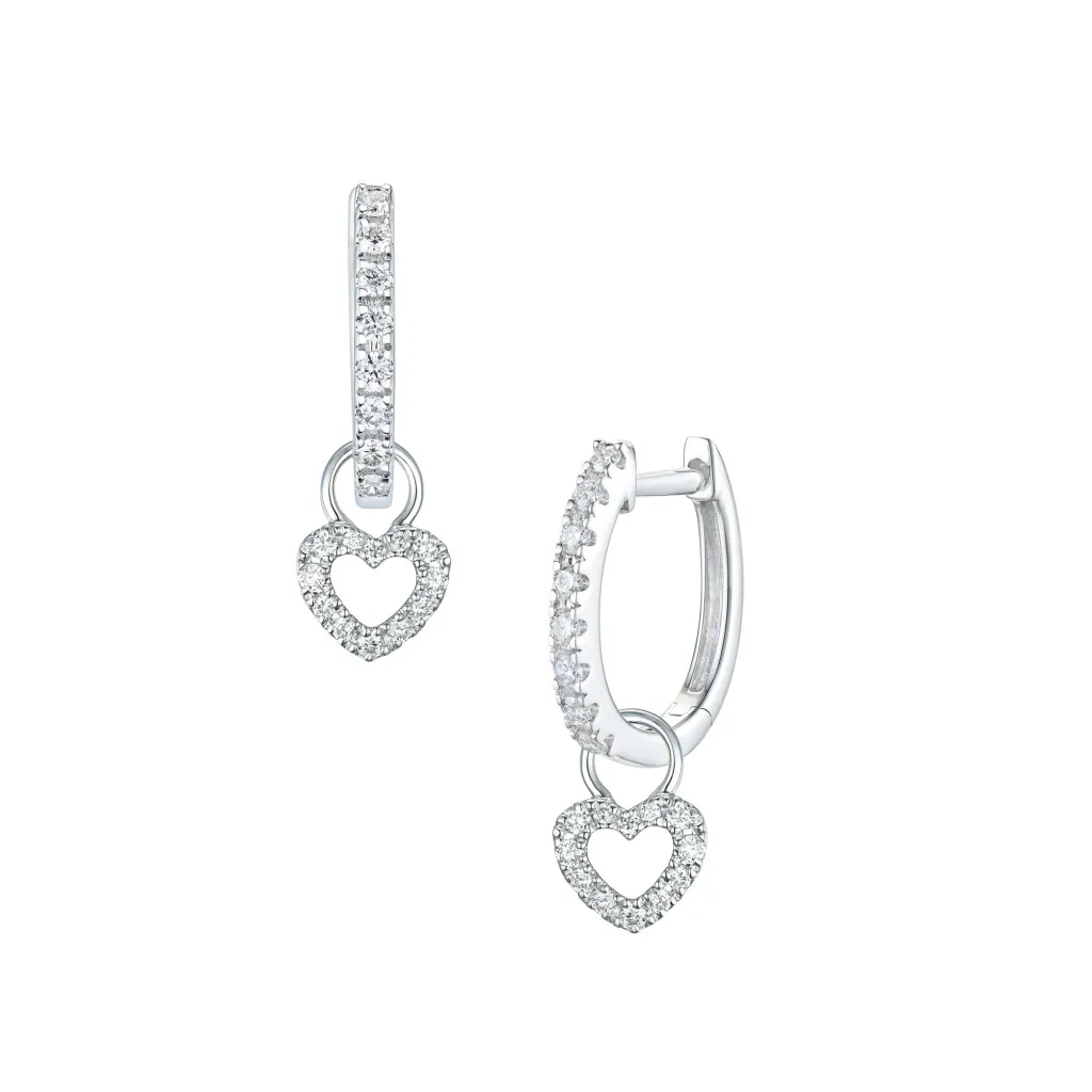 Discount Hjerteformede Joy charms i hvitt gull med diamanter 0,20 ct Ørepynt