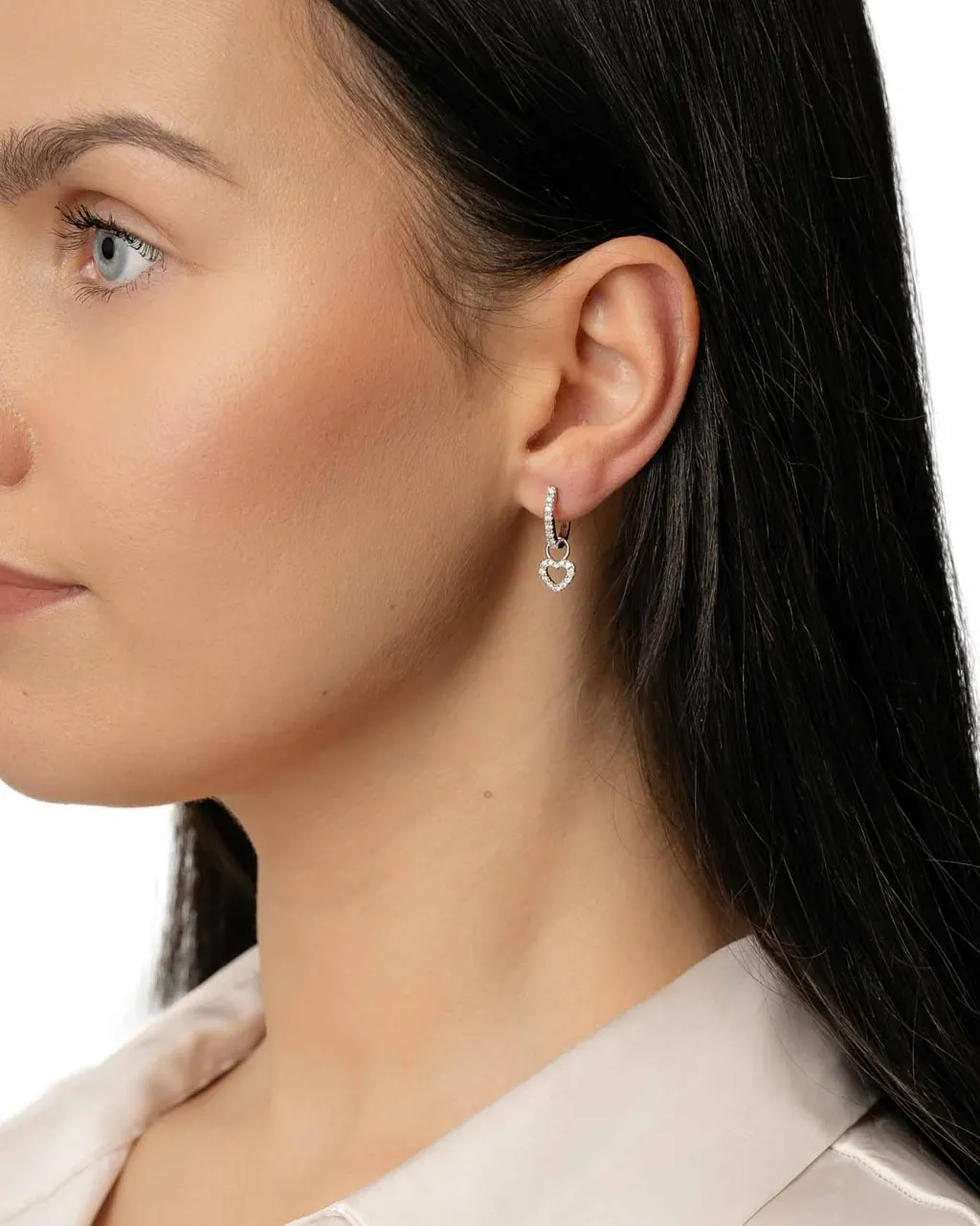 Discount Hjerteformede Joy charms i hvitt gull med diamanter 0,20 ct Ørepynt