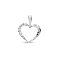 Best Hvitt gull diamanthjerte 0,05 ct Halssmykker