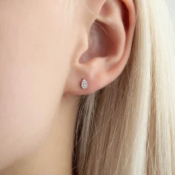 Hot Hvitt gull ørepynt med diamanter 0,08 ct Ørepynt