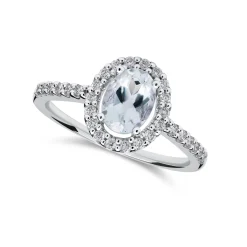 Hot Hvitt gull ring med akvamarin og diamanter Ringer