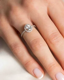 Hot Hvitt gull ring med akvamarin og diamanter Ringer