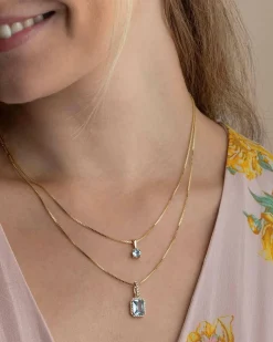 Online Joy charms diamanter og blå topas i gult gull Ørepynt