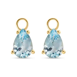 Discount Joy charms i gult gull med blå topas 3,30 ct Ørepynt
