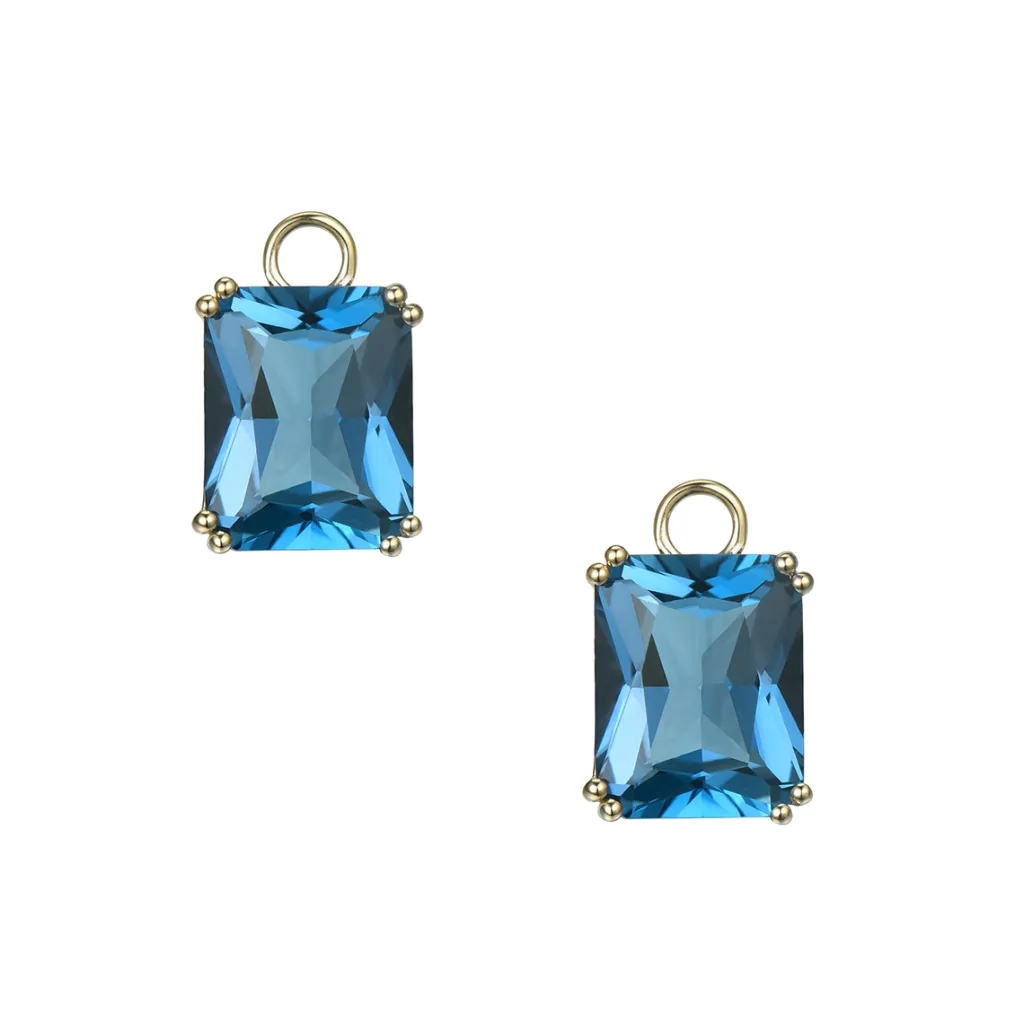 Clearance Joy charms i gult gull med London Blå topas 6,93 ct Ørepynt