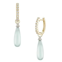 Best Joy charms i gult gull med diamanter og grønn ametyst Ørepynt