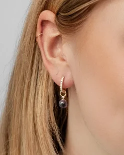 Discount Joy charms i gult gull med runde ametyster og diamanter Ørepynt