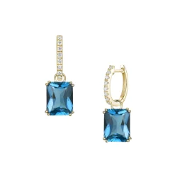 Clearance Joy charms i gult gull med London Blå topas 6,93 ct Ørepynt