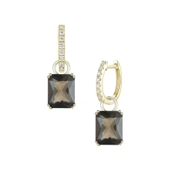 Discount Joy charms i gult gull med røkkvarts 5,16 ct Ørepynt