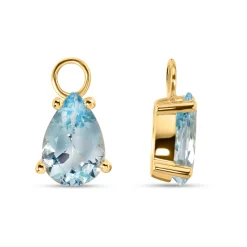Discount Joy charms i gult gull med blå topas 3,30 ct Ørepynt