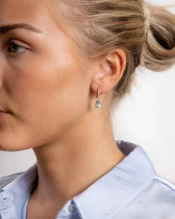 Discount Joy charms i gult gull med blå topas 3,30 ct Ørepynt