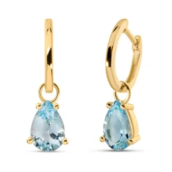 Discount Joy charms i gult gull med blå topas 3,30 ct Ørepynt