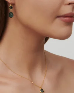 Online Olivia blå cushion cut forgylt anheng Halssmykker