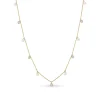 New Kjede i gult gull med perler og diamanter 0,06 ct Halssmykker
