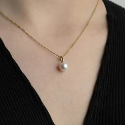 Online Kulturperleanheng gult gull med diamanter Halssmykker