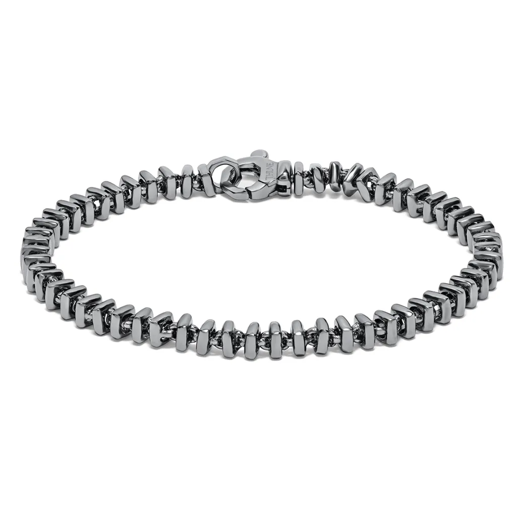 Sale Leddet sølvarmbånd i sort rhodium Til Menn | Armbånd