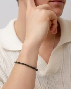 Sale Leddet sølvarmbånd i sort rhodium Til Menn | Armbånd