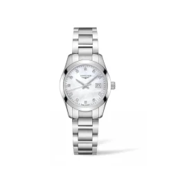 Sale Conquest Classic hvit perlemor 29,50 mm Klokker Med Diamanter | Til Henne