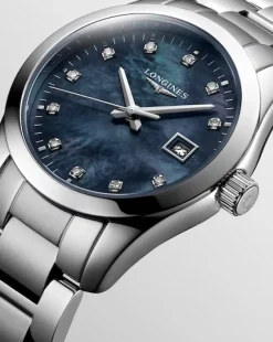 Hot Conquest Classic med diamanter 0,055 ct  sort perlemor 29 mm Til Henne