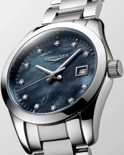 Hot Conquest Classic med diamanter 0,055 ct  sort perlemor 29 mm Til Henne