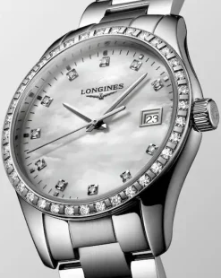 Online Conquest Classic med diamanter hvit perlemor 34 mm Til Henne