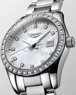 Clearance Conquest Classic med diamanter hvit perlemor 29 mm Klokker Med Diamanter | Til Henne