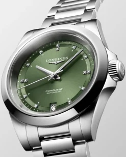 Clearance Conquest diamanter 0,035 ct grønn 34 mm Klokker Med Diamanter | Til Henne