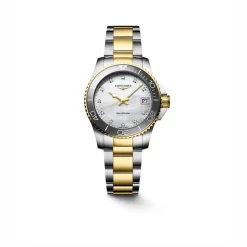 New HydroConquest hvit perlemor og diamanter 0,044 ct 32 mm Klokker Med Diamanter | Dykkerklokker