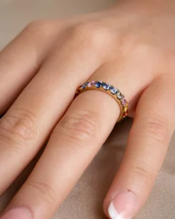 Best Multicolor safir 1,20 ct gullring Ringer