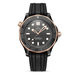 Outlet Seamaster Diver 300 m 43,5 mm svart og gull Dykkerklokker | Two Tone Klokker