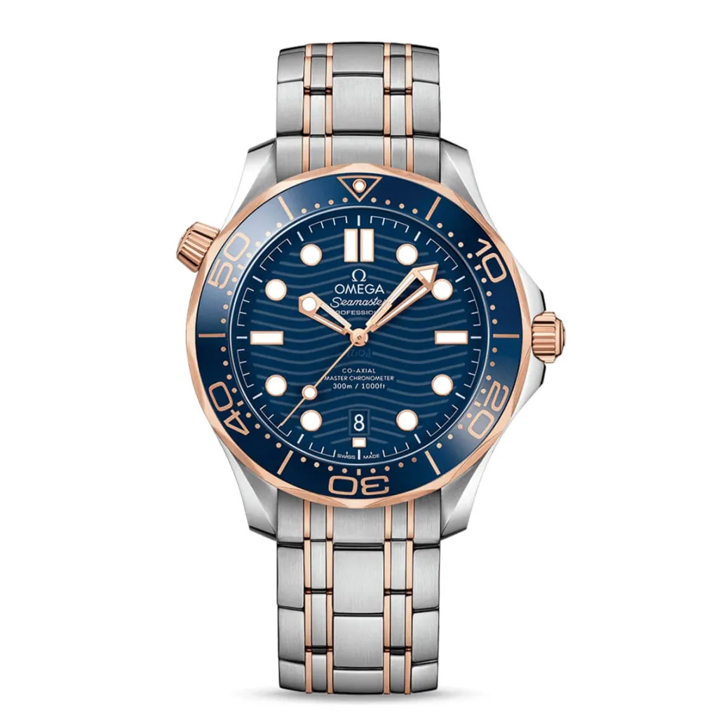 New Seamaster Diver 300m Sedna gull 42 mm Dykkerklokker | Two Tone Klokker