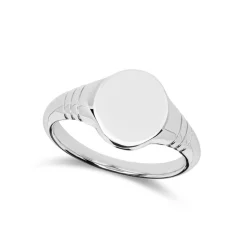 Discount Oval signetring i rhodinert sølv Til Menn