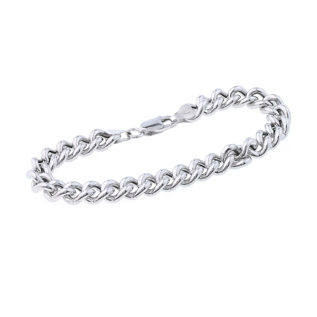 New Panserarmbånd rund i rhodinert sølv 19 cm Armbånd
