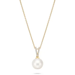 New Perleanheng i gult gull med diamanter 0,08 ct Halssmykker
