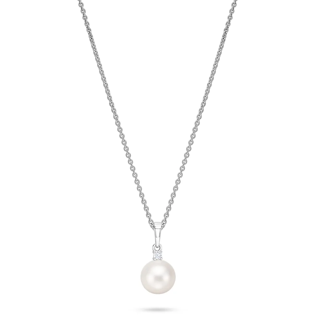 Sale Perleanheng i hvitt gull med diamant Halssmykker