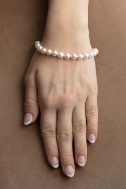 Online Perlearmbånd 7,5-8,0 mm med gullås Armbånd
