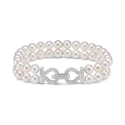 Outlet Perlearmbånd med diamanter 0,73 ct Armbånd
