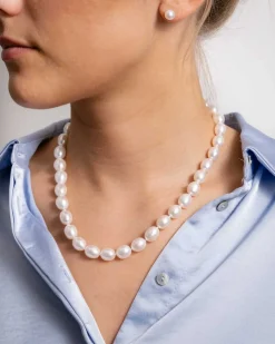 Fashion Perlekjede 9,5-10 mm med gullås Halssmykker
