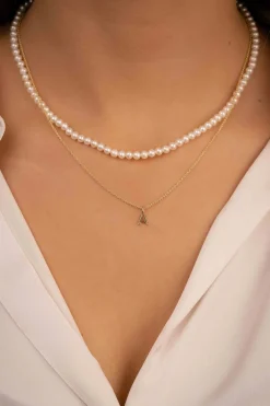 Discount Perlekjede med gullås 4-4,5 mm Halssmykker