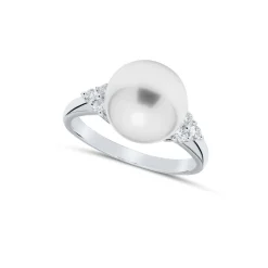 New Perlering i 18 karat hvitt gull med diamanter 0,17 ct Ringer