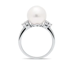New Perlering i 18 karat hvitt gull med diamanter 0,17 ct Ringer