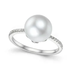 Discount Perlering i hvitt gull med diamanter 0,10 ct Ringer