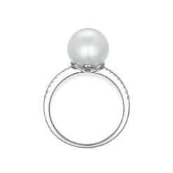 Discount Perlering i hvitt gull med diamanter 0,10 ct Ringer