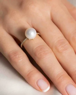 Online Perlering med diamanter på 0,10 ct Ringer