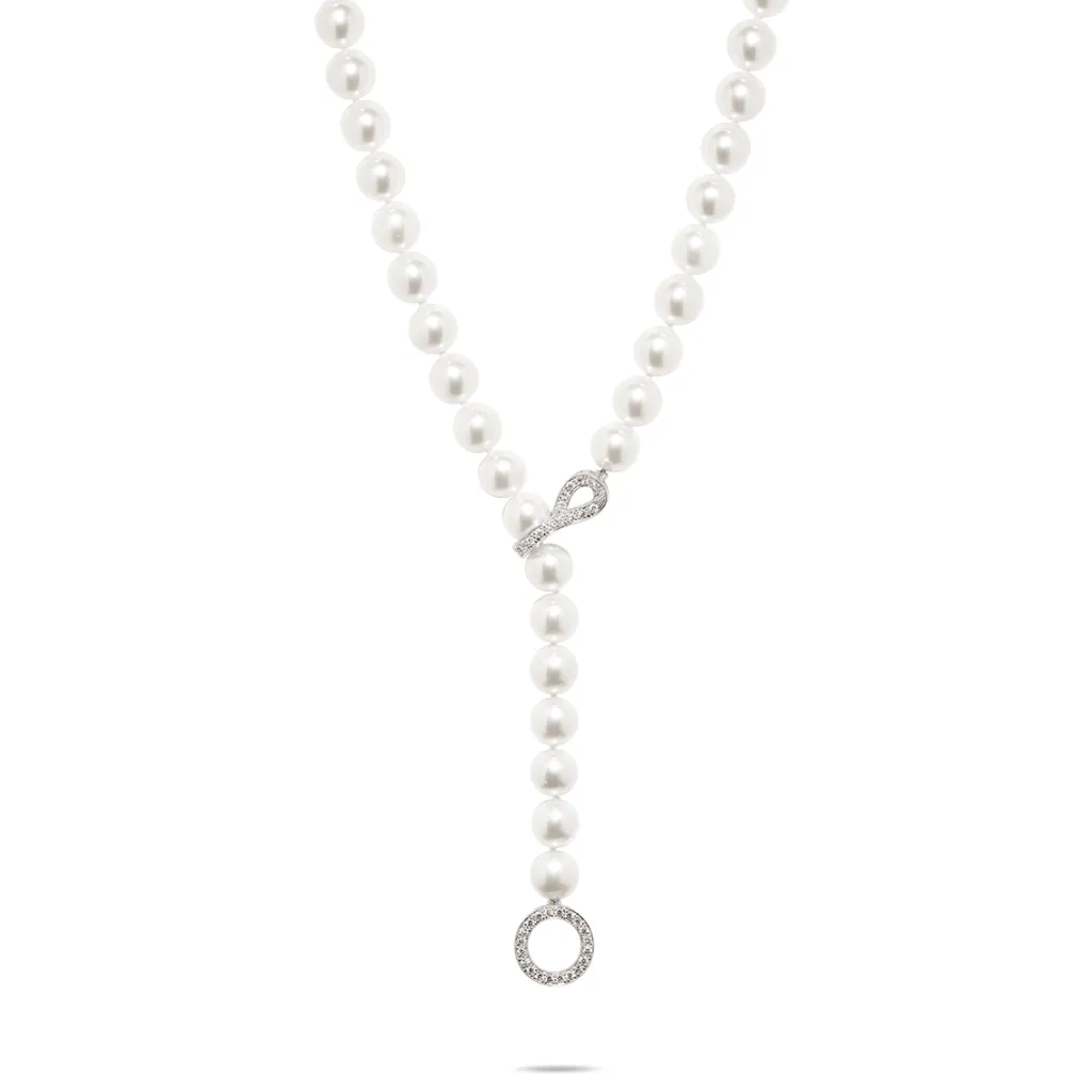 Discount Perlesmykke i hvitt gull med diamantdetaljer 0,38 ct Halssmykker