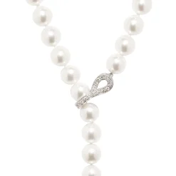Discount Perlesmykke i hvitt gull med diamantdetaljer 0,38 ct Halssmykker