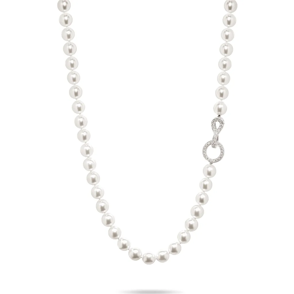 Discount Perlesmykke i hvitt gull med diamantdetaljer 0,38 ct Halssmykker